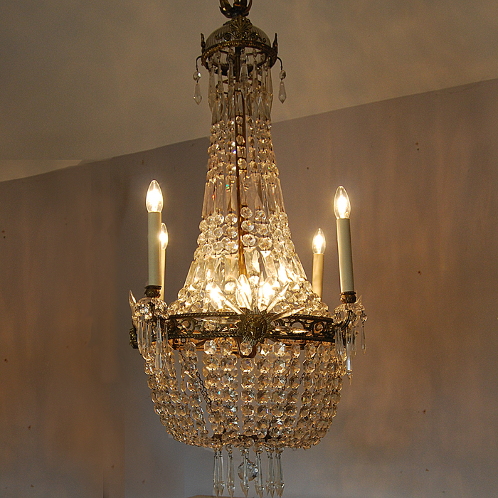 Early 1900s French Tent and Bag Balloon Chandelier - Agapanthus Interiors